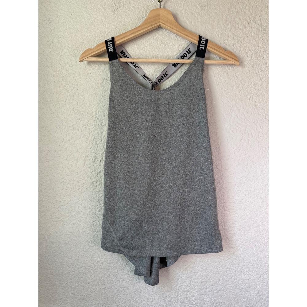 Nike Dri-FIT Gray Elastika Strap Open Back Training Tank Top Womens M
